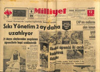 Milliyet Halk Gazetesi 12 Ekim 1963 - Topkapı Sarayında Bir Kuyudan Kesik Baş Çıktı GZ92817 - 1