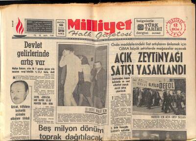 Milliyet Halk Gazetesi 12 Ekim 1967 - Açık Zeytinyağı Satışı Yasaklandı GZ88528 - 1