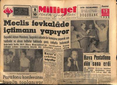 Milliyet Halk Gazetesi 12 Eylül 1955 - Adenauer , Sovyet Liderleriyle Görüştü GZ81234 - 1