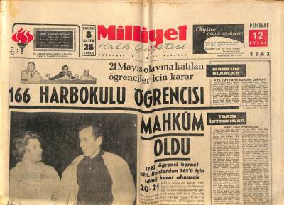 Milliyet Halk Gazetesi 12 Eylül 1963 - Süreyya İle Schell Dün Gece Havaalanında Kolkolaydı GZ92845 - 1