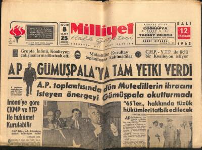 Milliyet Halk Gazetesi 12 Haziran 1962 - Sophia Lorenin Dünyası - Erzurumda 2 Milyarlık Bir Define Aranıyor GZ118795 - 1