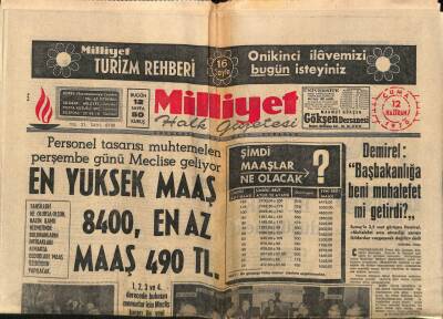 Milliyet Halk Gazetesi 12 Haziran 1970 - Meclis , Sendikalar Kanun Tasarısını Kabul Etti GZ88918 - 1