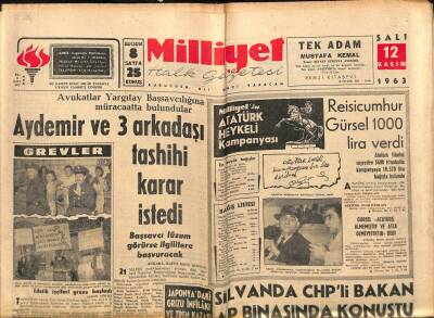 Milliyet Halk Gazetesi 12 Kasım 1963 - Kıbrısta Rum Milletvekilleri İstifaya Hazırlanıyor GZ118543 - 1