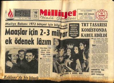 Milliyet Halk Gazetesi 12 Kasım 1971 - TRT Tasarısı Komisyonda Kabul Edildi GZ74505 - 1
