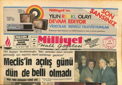Milliyet Halk Gazetesi 12 Kasım 1983 - Meclisin Açılış Günü Dün de Belli Olmadı - Stankoviç Hakkında Soruşturma Açıldı GZ127279 - 1