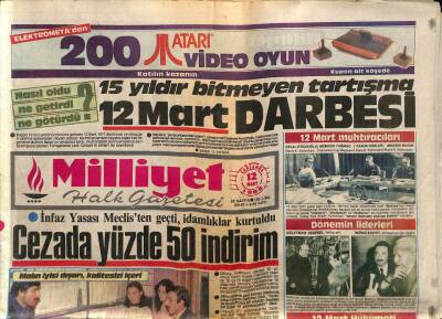 Milliyet Halk Gazetesi 12 Mart 1986 - İnfaz Yasası Meclisten Geçti , İdamlıklar Kurtuldu GZ83724 - 1