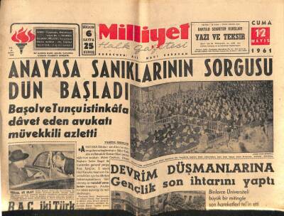 Milliyet Halk Gazetesi 12 Mayıs 1961 - Yeşilköyde Bir Jet Uçağımız Yere Çarptı GZ77609 - 1