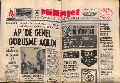 Milliyet Halk Gazetesi 12 Mayıs 1971 - Markın Yükselişi , Doların Düşüşü Durakladı - Anayasa Değişikliği Aceleye Gelmiyecek GZ117977 - 1