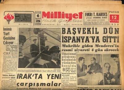 Milliyet Halk Gazetesi 12 Nisan 1959 - Irakta Yeni Çarpışmalar GZ86415 - 1