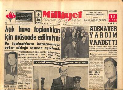 Milliyet Halk Gazetesi 12 Nisan 1961 - Adolf Eichmann Bir Heykel Gibiydi - Adenauer Yardım Vaadetti GZ92692 - 1