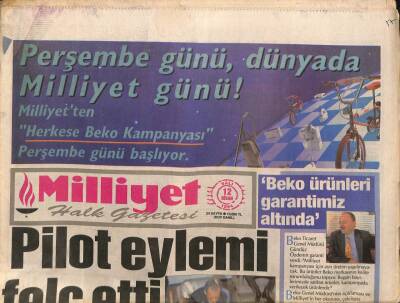 Milliyet Halk Gazetesi 12 Nisan 1994 - NATOdan Şov Atışı - 650 THY Pilotu Eylem Yaptı , Havaalanları Perişan Oldu GZ96450 - 1