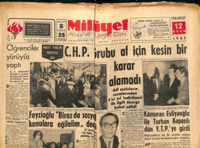 Milliyet Halk Gazetesi 12 Ocak 1963 - Kâmuran Evliyaoğlu İle Turhan Kapanlı Dün Y.T.P.ye Girdi GZ117772 - 1