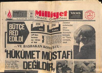 Milliyet Halk Gazetesi 12 Şubat 1970 - General Yazıcı Vefat Etti - Feyzioğlu Hükümet İstifa Etmeli GZ118318 - 1