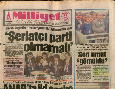 Milliyet Halk Gazetesi 12 Şubat 1990 - Tansu Çillerin Eşi Ve Oğluna Dava , Göze Tazminat 280 Milyon GZ118735 - 1