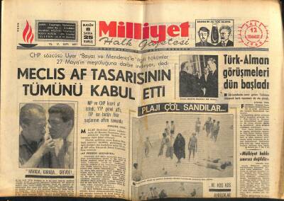 Milliyet Halk Gazetesi 12 Temmuz 1966 - Türk-Alman Görüşmeleri Dün Başladı GZ118230 - 1