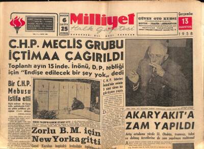 Milliyet Halk Gazetesi 13 Ağustos 1958 - Kıbrısta Sağcı Ve Solcu Rumlar Birbirine Girdi GZ88689 - 1