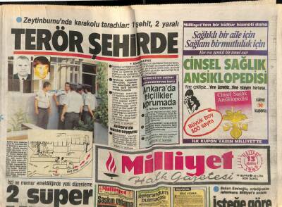 Milliyet Halk Gazetesi 13 Ağustos 1987 - Zeytinburnunda Karakolu Taradılar 1 Şehit,2 Yaralı GZ105253 - 1