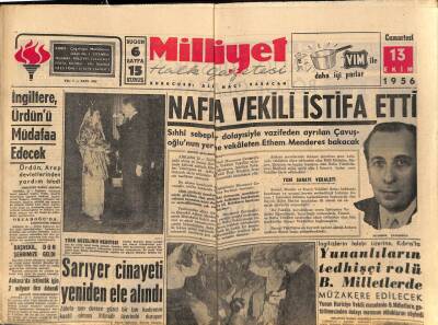 Milliyet Halk Gazetesi 13 Ekim 1956 - Sarıyer Cinayeti Yeniden Ele Alındı GZ88732 - 1