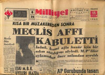 Milliyet Halk Gazetesi 13 Ekim 1962 - Amerikanın İktisadi Hayatında İhtilâl Yapacak Kanun Çıktı GZ121362 - 1