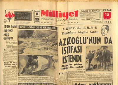 Milliyet Halk Gazetesi 13 Ekim 1963 - 1500 Iraklı Mülteci İade Ediliyor - Kongoda Türk Doktorlarına Yılda 8 Bin Dolar Verilecek GZ92818 - 1