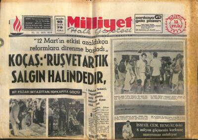 Milliyet Halk Gazetesi 13 Eylül 1971 - Koçaş Rüşvet Artık Salgın Halindedir - Senato Anayasanın Tümünü Kabul Etti GZ118743 - 1