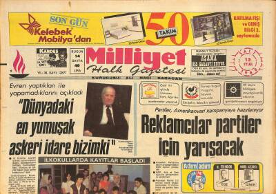 Milliyet Halk Gazetesi 13 Eylül 1983 - Toker-Heper Davası Karara Kaldı - Emel Sayın Londra Yolcusu GZ126569 - 1