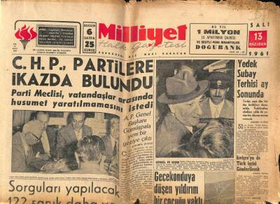 Milliyet Halk Gazetesi 13 Haziran 1961 - Menderesin Avukatı 1 Yıla Mahkum Oldu GZ70432 - 2