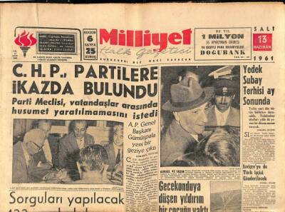 Milliyet Halk Gazetesi 13 Haziran 1961 - Menderesin Avukatı 1 Yıla Mahkum Oldu GZ92769 - 1