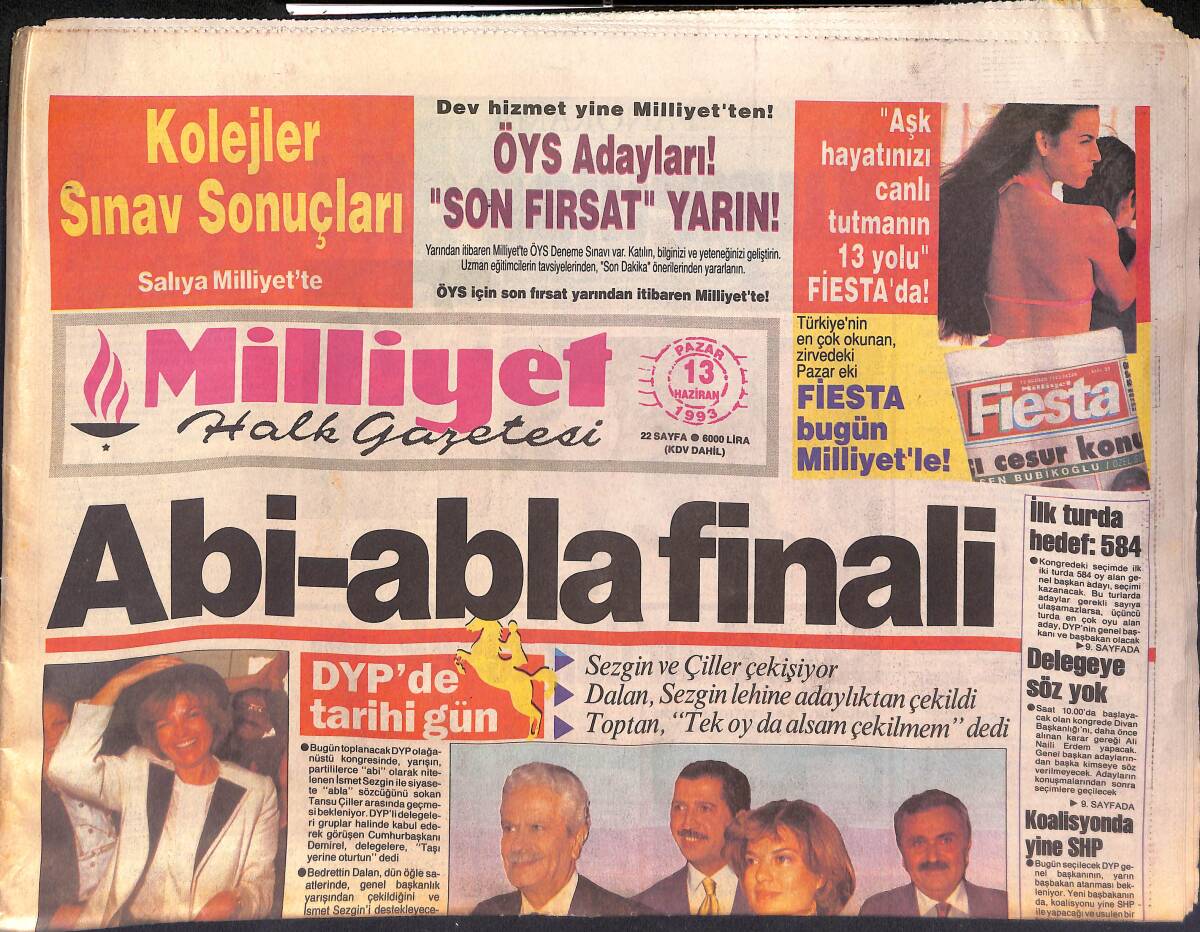 Milliyet Halk Gazetesi 13 Haziran 1993 - Ajda Pekkan İle Kadın Kadına - Seba'dan Gelecek Garantisi GZ132900 - 1