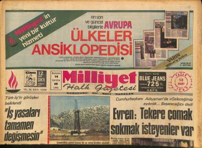 Milliyet Halk Gazetesi 13 Mart 1983 - Evren Tekere Çomak Sokmak İsteyenler Var - 28. Balkan Kros Şampiyonası Bugün Ankarada Yapılıyor... GZ126103 - 1
