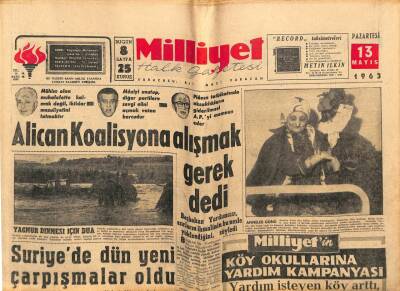 Milliyet Halk Gazetesi 13 Mayıs 1963 - Alican Koalisyona Alışmak Gerek Dedi GZ79082 - 1