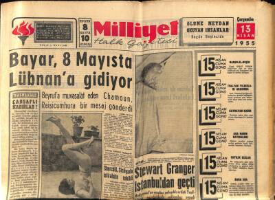 Milliyet Halk Gazetesi 13 Nisan 1955 - Erol Güney , Hudut Dışına Çıkıyor GZ74572 - 1
