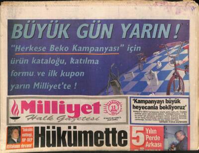 Milliyet Halk Gazetesi 13 Nisan 1994 - TYT Bankta Kamu Hesapları - Demirelin Son Kalesi de Gitti GZ96449 - 1