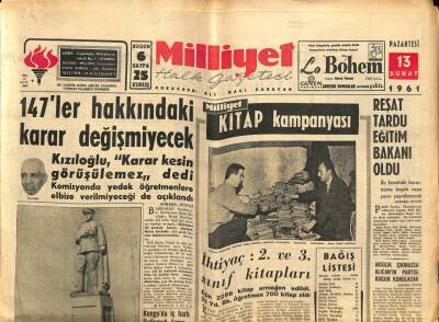 Milliyet Halk Gazetesi 13 Şubat 1961 - Reşat Tardu Eğitim Bakanı Oldu GZ76150 - 1