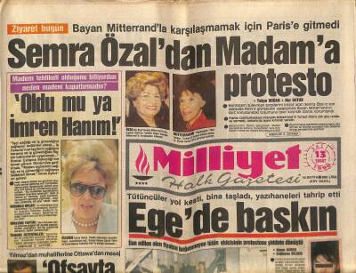 Milliyet Halk Gazetesi 13 Şubat 1990 - Atinada Ankara Krizi - Semra Özaldan Madama Protesto GZ118687 - 1