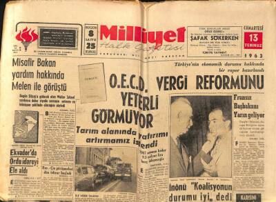Milliyet Halk Gazetesi 13 Temmuz 1963 - O.E.C.D. Vergi Reformunu Yeterli Görmüyor GZ92791 - 1