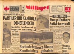 Milliyet Halk Gazetesi 14 Ağustos 1962 - Konya'nın Ermenek İlçesinde 35 Ev Yandı - Marilyn Monroe'nun Son Konuşması GZ157892 - Gökçekoleksiyon