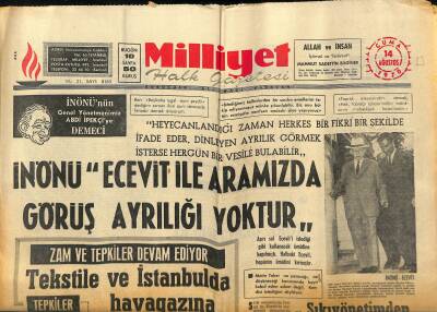 Milliyet Halk Gazetesi 14 Ağustos 1970 - Alman-Sovyet Saldırmazlık Anlaşmasını Türkiye Olumlu Karşıladı GZ118509 - 1