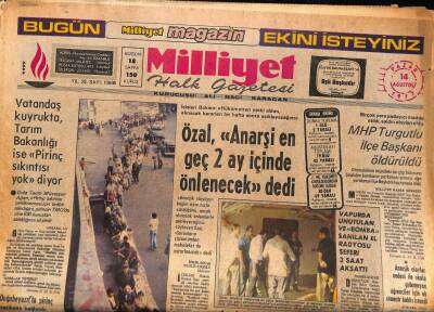 Milliyet Halk Gazetesi 14 Ağustos 1977 - Özal 2 Aya Kadar Ülkeye Huzur Gelecek GZ85692 - 1