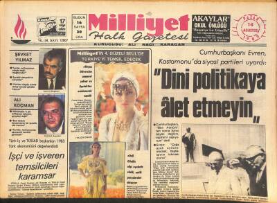 Milliyet Halk Gazetesi 14 Ağustos 1983 - Nükhet Duruyu Kafese Koydular - Tanker Devrildi , İzmir-Akhisar Demiryolu 12 Saat Trafiğe Kapandı GZ127958 - 1
