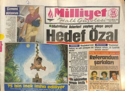 Milliyet Halk Gazetesi 14 Ağustos 1988 - Ermeni Şarkıcı Türkiyeye Dil Uzattı , Aznavour Zırvaladı GZ105266 - 1