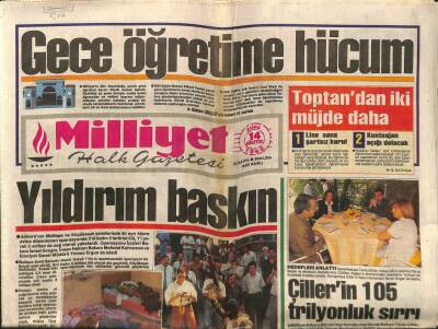 Milliyet Halk Gazetesi 14 Ağustos 1992 - Ankarada DEV-SOLa DarbeLeydi Diana ve Prens Charles Dostlarıyla Sabaha Kadar Eğlendi - GZ85171 - 1