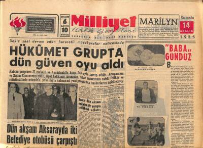 Milliyet Halk Gazetesi 14 Aralık 1955 - İstanbul Radyosu Rio de Janeirodan Dinleniyormuş - İzmir Dün Akşam Mühim Bir Yangın Tehlikesi Atlattı GZ93582 - 1