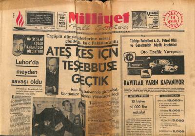 Milliyet Halk Gazetesi 14 Eylül 1965 - Lahorda Meydan Savaşı Oldu GZ117812 - 1