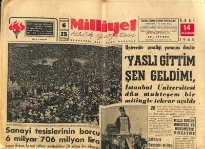 Milliyet Halk Gazetesi 14 Haziran 1960 - Gürselin Ethem Menderese İkaz Mektubu Dün Açıklandı GZ79232 - 1