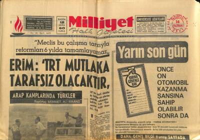 Milliyet Halk Gazetesi 14 Haziran 1971 - Jandarmanın Kuruluş Yıldönümü Kutlanıyor - M. Ali Birand Kampları Dolaşıyor GZ92669 - 1