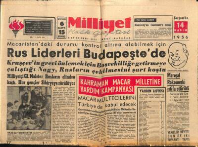Milliyet Halk Gazetesi 14 Kasım 1956 - Mareşal Rokosovski İstifa Ettirildi GZ88718 - 1
