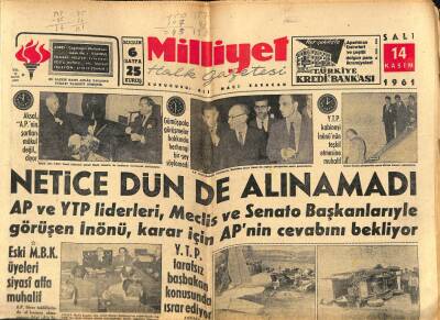 Milliyet Halk Gazetesi 14 Kasım 1961 - Bir Talin Uçağı Düştü , İki Havacı Şehit Oldu GZ79066 - 1
