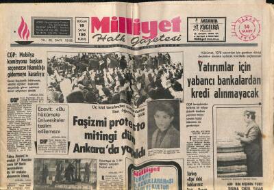 Milliyet Halk Gazetesi 14 Mart 1976 - Faşizmi Ptotesto Mitingi Dün Ankarada Yapıldı GZ118091 - 1