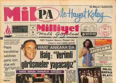 Milliyet Halk Gazetesi 14 Mayıs 1982 - Yanan Toptaşı Cezaevi Boşaltıldı - Haig Ankarada GZ127185 - 1